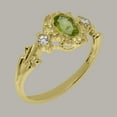 thumbnail image 2 of LBG British Made 14k Yellow Gold Natural Peridot & Cubic Zirconia Womens Engagement Ring - 33 size options - Size 6, 2 of 8