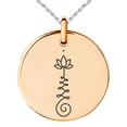 thumbnail image 4 of Stainless Steel Sacred Lotus Unalome Engraved Small Medallion Circle Charm Pendant Necklace, 4 of 4