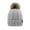 Gray, variant on Faux Fur Pom Beanie Hat for Women Fleece Lined Warm Skull Cap Wool Blend Pompom Hat