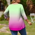 thumbnail image 5 of Jsaierl 3/4 Sleeve Plus Size Womens Tops Casual Round Neck Shirts Fashion Gradient Ladies Blouses Going Out Vacation Tunic Top XL-5XL, 5 of 7
