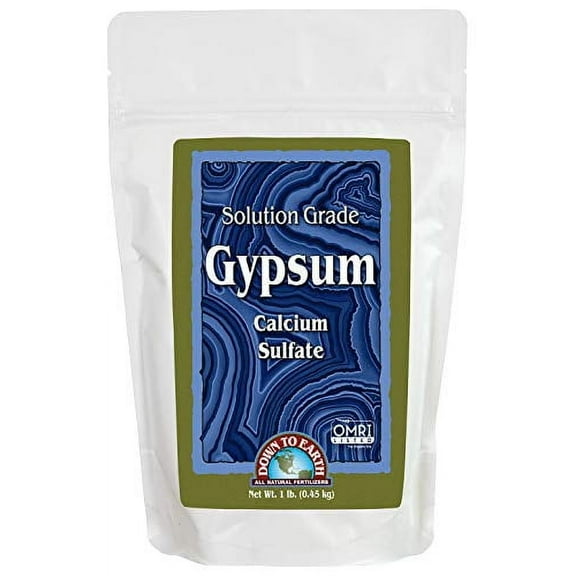 Down To Earth All Natural Fertilizers Solution Grade Gypsum Calcium Sulfate, 1 lb Pouch