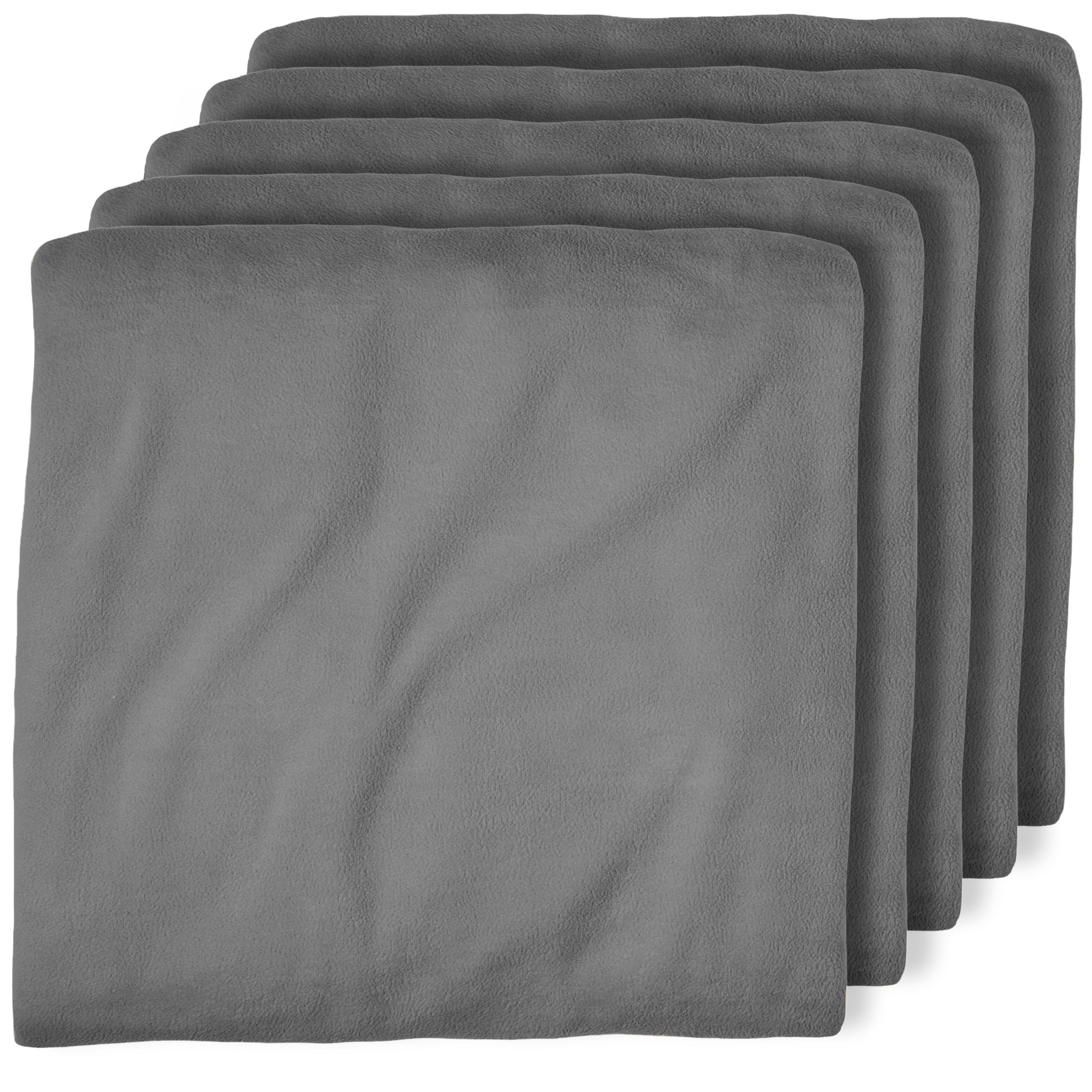 Bare Home Fleece Fitted Bottom Sheet Hypoallergenic Deep Pocket Ultra Soft Micro Fleece (King - 5 Pack, Gray)