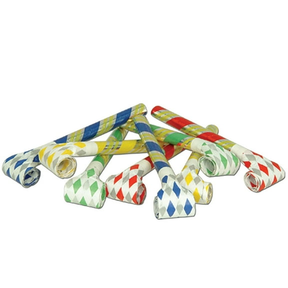 Party Central Club Pack of 12 Red and Blue Noiseless Super-Tube Blowout Party Favors 16"