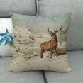 thumbnail image 1 of Funda de almohada de lino con diseño de muñeco de nieve y cervatillo de dibujos animados, cojín lindo y sencillo, 1 of 6