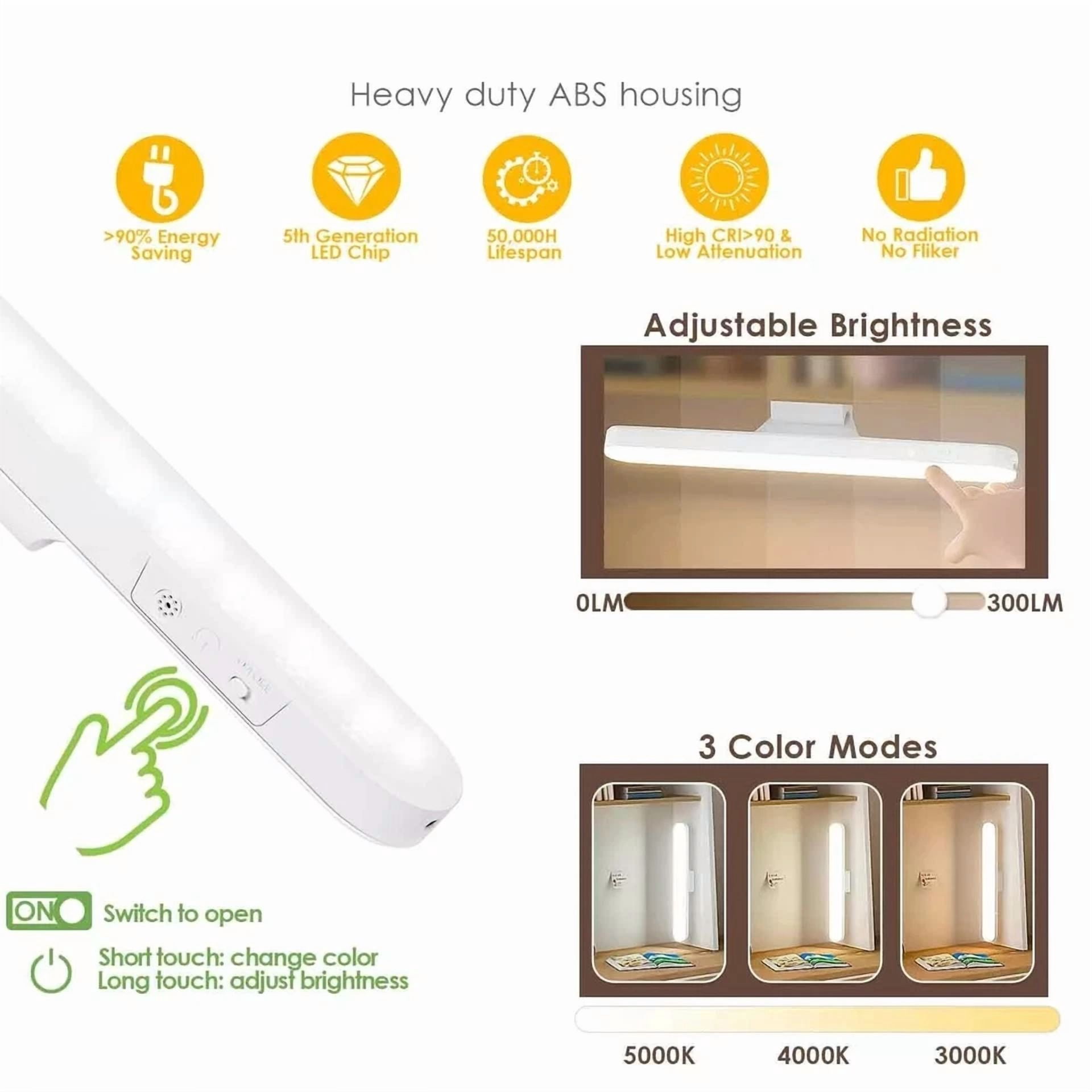 Magnetic Under Cabinet Lights Counter Lighting Dimmable Led Light Bar W/ Battery