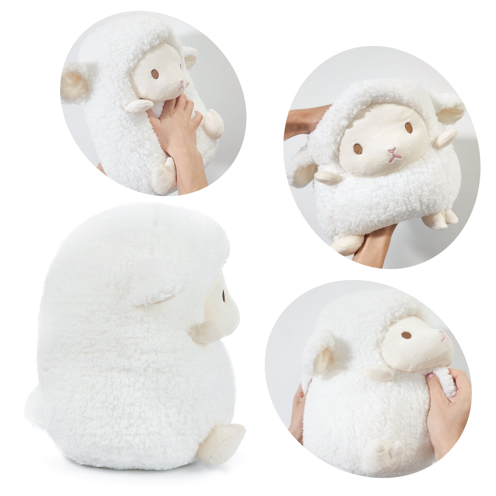 WEIGEDU White Lamb Plush Toy Sheep Stuffed Animals Pillow Cushion Plush for Kids Babies Birthday Easter Bedtime Gift, 14"