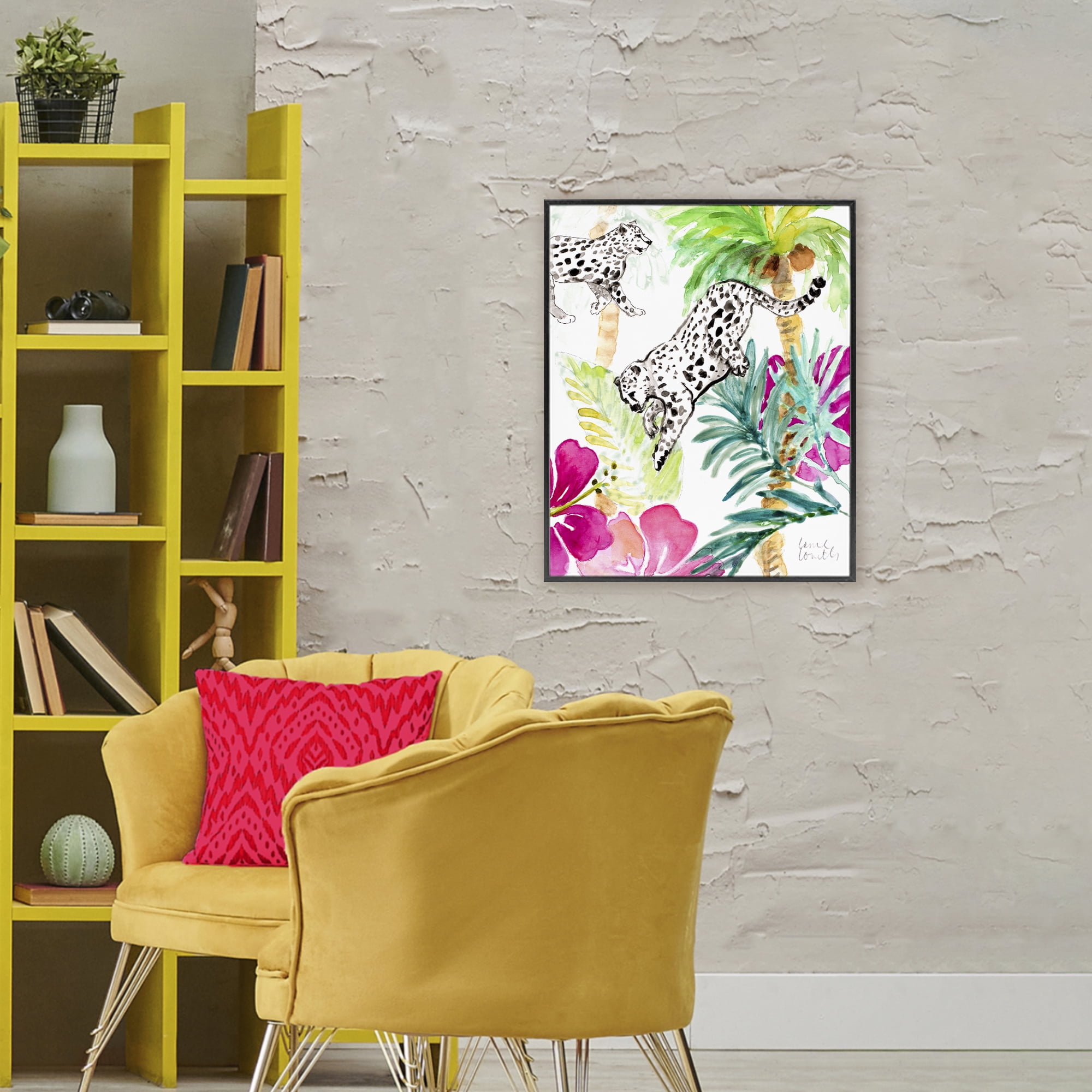 Stupell Industries Tropical Island Cheetahs Black Framed Giclee Art, design by Lanie Loreth