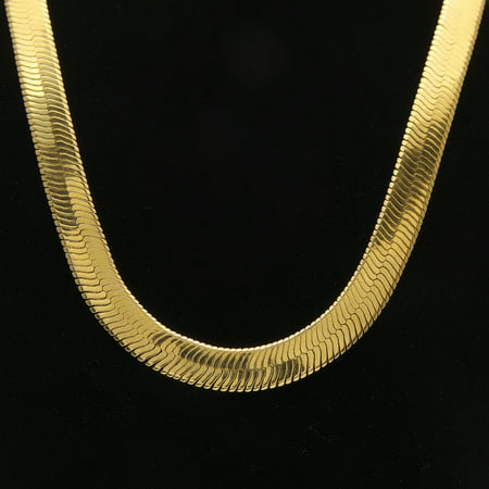Men's Fashion Hip Hop Gold Fishbone Chain 75 * 1.1 * 0.2cm Gold Color Silver Spine (Best 90s Hip Hop Fashion)