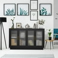 thumbnail image 4 of Homhougo Buffet Cabinet with Storage, 55.1" Large Sideboard Cabinet, Black Sideboard with 4 Fluted Glass Doors, Adjustable Shelf, Modern Coffee Bar Buffet Table for Living Room, Dining Room, 4 of 7
