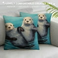 thumbnail image 3 of COMIO  Animal Otter Living Blue Green Throw Pillow Covers Decorative Pillowcase Square Cushion Cases for Home Sofa Bedroom Livingroom, 3 of 5