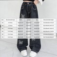 thumbnail image 3 of CAUYDY Teen Girls Baggy Jeans Pretty Butterfly Print Elastic Waistband Wide Leg Jeans Cute Pants for Girls Sizes 9-10 Years, 3 of 7