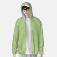 thumbnail image 2 of Kdxio Green Gingham Print Women Men Sun Protection UPF 50+ Jackets Zip Up Long Sleeve Hoodie Hiking Lightweight with Pockets, 2 of 7