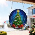 thumbnail image 2 of Wodellrrea Christmas Acrylic Suncatcher Puzzle, Tree Window Hanging Ornament, Stained Glass Style Decor, Green Night Tree, Colorful DIY Assembly Craft with Hanging Chain for Indoor Window, 2 of 9