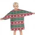 thumbnail image 3 of Red and Green Christmas Snowman Pattern Blanket Hoodies for Kids 6-13YR Oversize Wearable Blanket Hoodies for Boys Girls Teens, 3 of 7