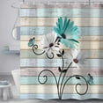 thumbnail image 2 of Rustic Teal Daisy Floral Shower Curtain，Farmhouse Farm Flowers and Butterfly Country Wooden Bath Curtains, Turquoise Vintage Antique Home Bathroom Decor Bathtub Set, 72X72in, 2 of 4