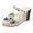 Beige, variant on Womens Retro Bow Floral Espadrilles Wedge High Heels Dress Sandals with 2-Ways Convertible Slingback Back Straps Boho Beach Platform Chunky Slides Summer Shoes White Size 7