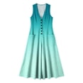 thumbnail image 7 of Guieoi Summer Dresses for Women under $10 Plus Size Flowy Buttoned Cotton-Linen Loose Pocket Sleeveless Printed Gradient Maxi Dress Green XXL, 7 of 7