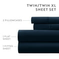 thumbnail image 4 of Breathable Cool Wrinkle Resistant Bed Sheets Set + 2 Bonus Pillowcases Navy Blue for California King Bedding by Comfort Canopy, 4 of 12