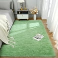 thumbnail image 4 of Softlife Stylish Soft Shaggy Velvet Carpet for Living Room/Bedroom, Fluffy Area Rugs,4'x5.9',Mustard Green, 4 of 7
