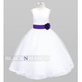 thumbnail image 2 of Black N Bianco Tulle Flower Girl Dress White w/ Colored Sash, Bow and Flower, 2 of 2
