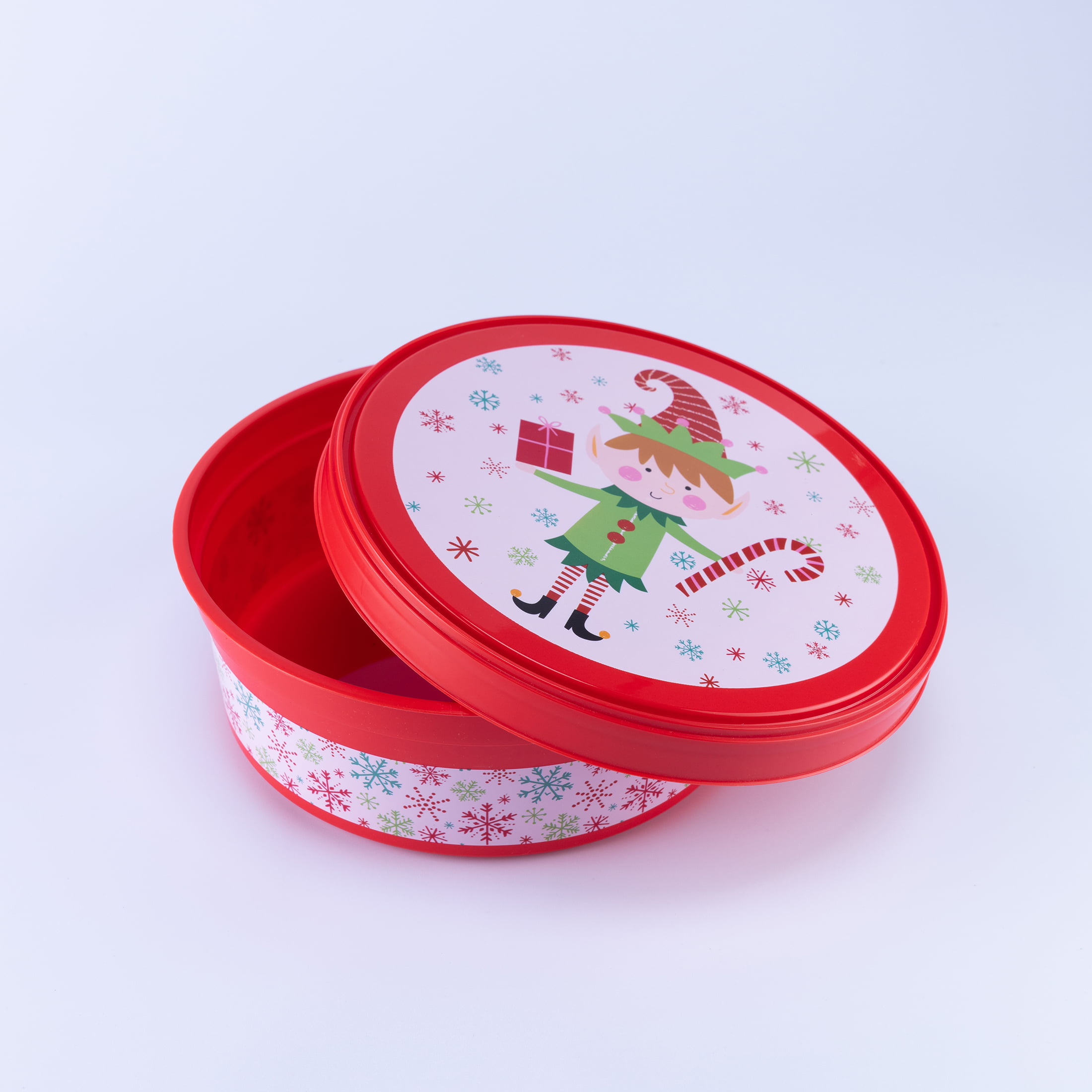 Christmas Treat Stackable Container Tight Lid Red Truck Plastic Set of 2