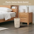 thumbnail image 3 of 2 Pcs Rattan Waste Baskets, 11 in Handwoven Plastic Rattan Trash Can with Wide Opening, Waterproof Waste Bin with Sturdy Metal Frame for Bathroom, Bedroom, Office, Home, 3 of 6