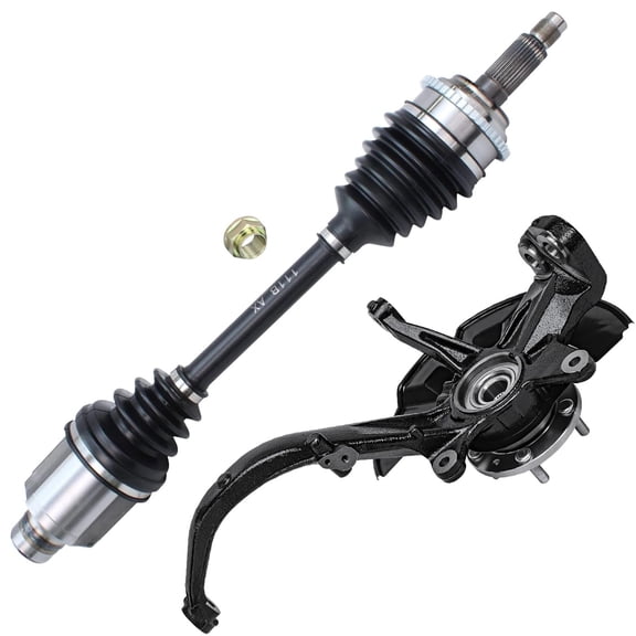 Detroit Axle - Front 2pc Steering Knuckle CV Axle for Ford Fusion Mercury Milan Lincoln MKZ 2006 2007 2008 2009 2010 2011 2012 Passenger Side CV Axle Steering Knuckle & Wheel Bearing Hub Replacement