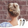 thumbnail image 7 of LUU-2Pcs U Shape Wooden Hair Sticks Handmade Carved Wood French Hair Forks with Cute Cat Design 2-Prong Vintage Wood Hair Pins for Women Girls Chignon Bun Updo Hairstyle Accessories_SAI, 7 of 7