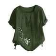 thumbnail image 4 of HAPIMO Rollbacks Shirts for Women Womens Summer Fashion Tops Classic-Fit O-Neck Cozy Blouse Casual Basic Flower Graphic Print Tee Shirt Short Sleeve Shirt Green L, 4 of 5