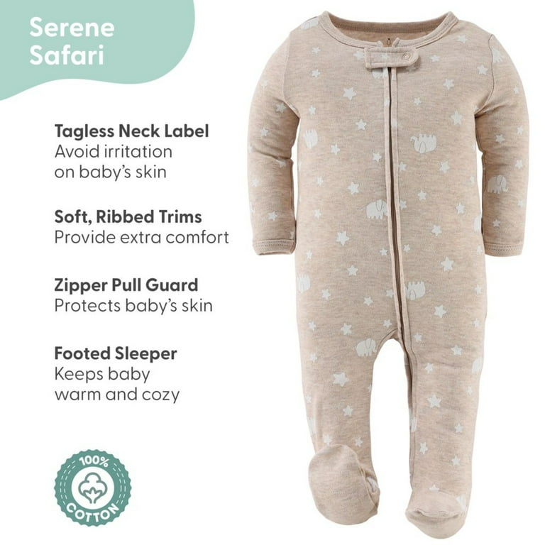 The Peanutshell Serene Safari Baby Bodysuit Sleeper 3-Pack photo 3