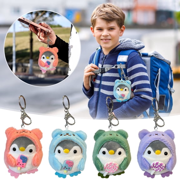 ABPWLY Toys Little Penguin Plush Toy 3.94 Inch Soft Stuffed Animal Bag Pendant Keychain with Fruit Lollipop for Girls Kids Gift Kids Games