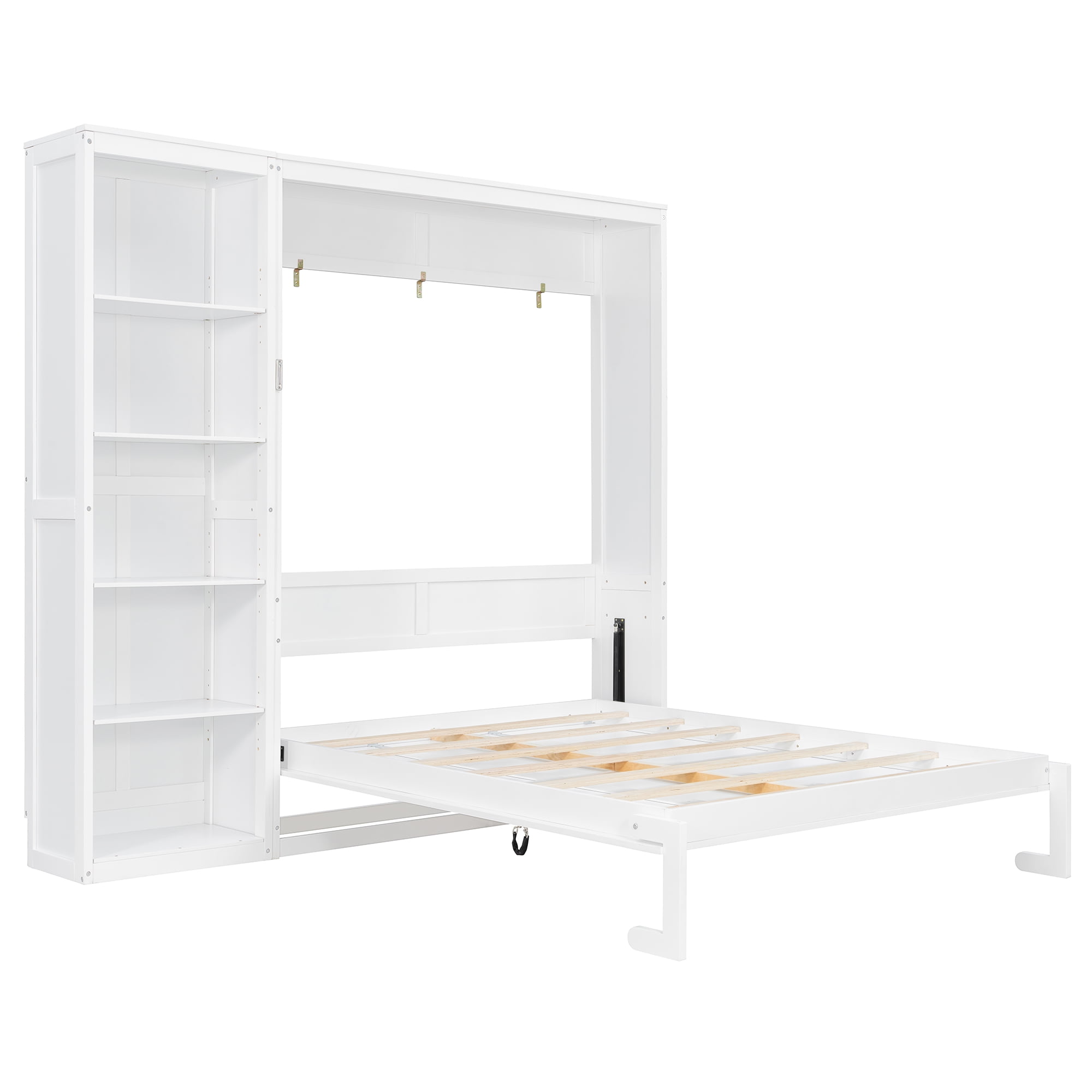 Noble House Queen Murphy Wall Bed with 5-Layer Shelves,White