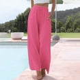 thumbnail image 2 of YUHAOTIN Plus Size Slacks for Women Business Linen High Waisted Wide Leg Palazzo Pants Casual Summer Drawstring Trousers Flowy Beach Pants with Pockets Womens Pants High Waisted Casual, 2 of 5