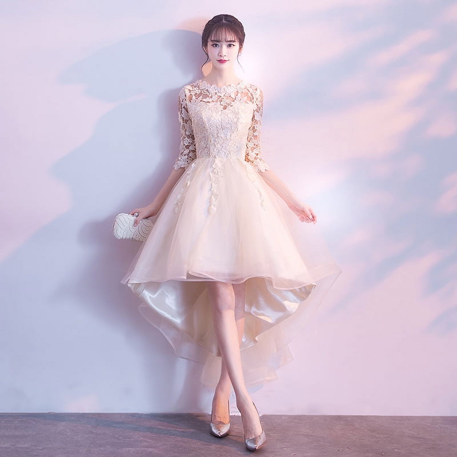 sachin and babi light blue dress H1505 High Low White Appliques Prom Dress, Short Cap Sheer Prom Dress, Short  Front Long Back White R on Luulla