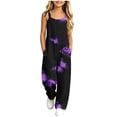 thumbnail image 2 of Taqqpue Girls Sleeveless Jumpsuit Spaghetti Strap Wide Leg Romper with Side Pockets Gradient Print Casual Summer Outfit Clothes for Girls Kids Size 5-16 Years, 2 of 10