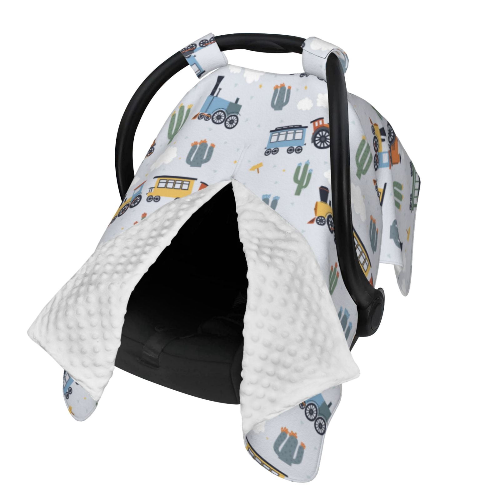 Naloa Trains And Cactuse Baby Car Seat Cover, Breathable Baby Carrier Cover, Multiuse Baby Carrier Cover & Nursing Breastfeeding Cover