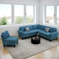 thumbnail image 5 of Aukfa 6-Seater L Shaped Sectional Sofa Modular Couch for Living Room, 2 Pillows, Flannel, Blue, 5 of 10
