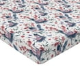 thumbnail image 4 of Ambesonne Bird Print Fitted Sheet, Retro Wild Floral Cranes, Twin Size, Dark Pink and Slate Blue, 4 of 5