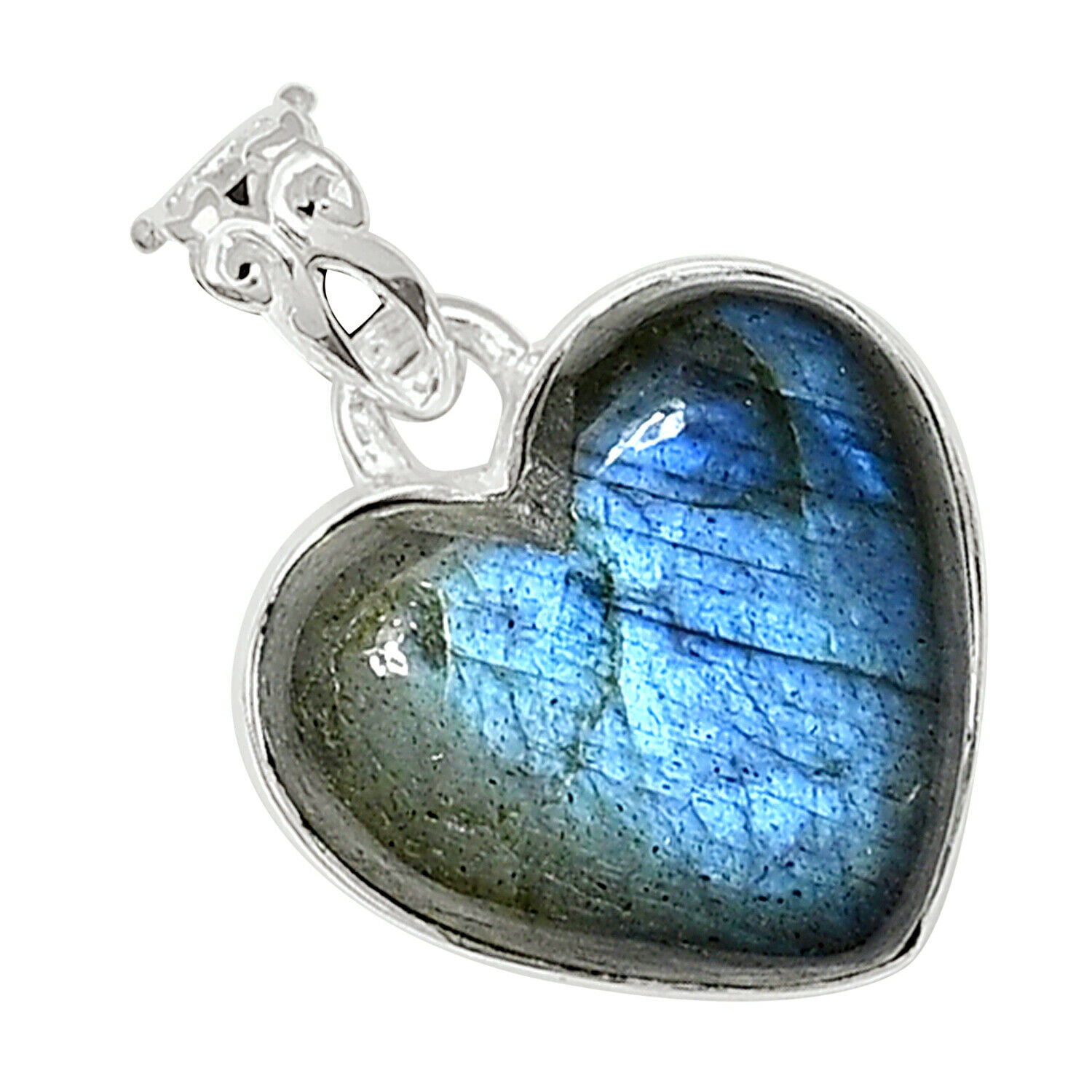 Solid 925 Sterling Silver Blue Love Heart Necklace
