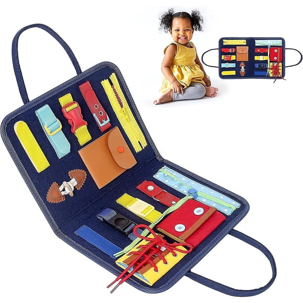 Tablero ocupado, tablero sensorial de habilidades básicas para niños pequeños Aprende a mejorar las habilidades motoras finas Juguetes educativos tempranos Montessori Afortunado Sencillez