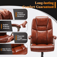 thumbnail image 2 of Medium-Back Leather Executive Ergonomic Office Chair Computer Desk Chair with Lumbar Support Brown, 2 of 7