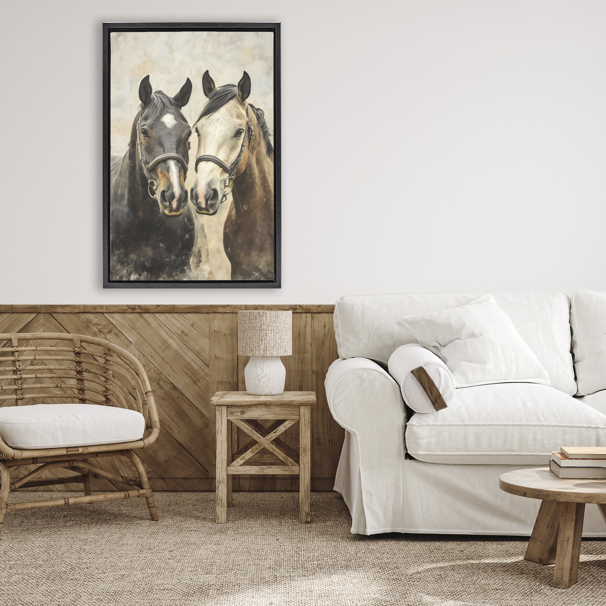 Stupell Industries Pair of Horses in Harmony Black Framed Floater Canvas Wall Art, design by Creative Studio