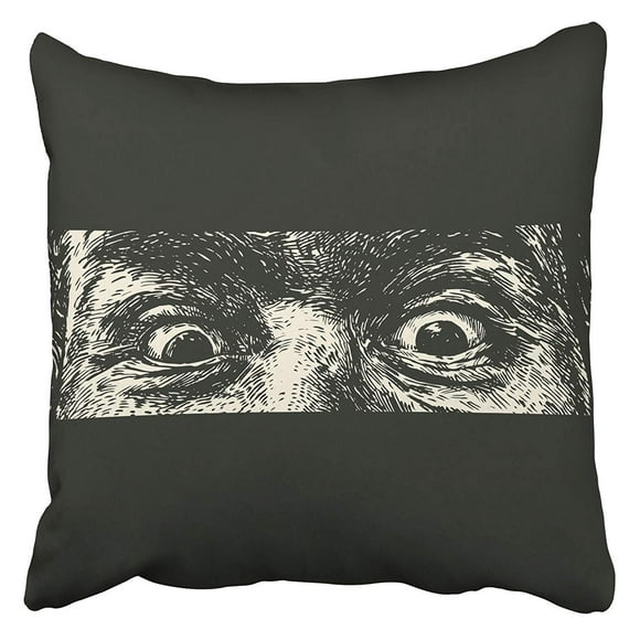 EREHome Spy Male Eyes Are Looking Into the Crack Abstract Black Burglar Character Curiosity Pillow Case Cushion Cover 18x18 inch