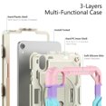 thumbnail image 6 of Case for iPad Mini 7 A17 Pro 2024/Mini 6 2021 8.3 Inch 7th/6th Gen with Screen Protector, 360 Degree Rotating Kickstand Hand Strap Shockproof Cover with Shoulder Strap, Rainbow Pink, 6 of 7