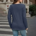 thumbnail image 5 of MIXUE Womens Summer Tops Summer Solid Color V Neck Long Sleeve Dressy Casual Fall Trendy Loose Tunic Pullover T-shirts Holiday Wear,Blue,L, 5 of 5