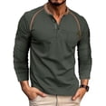 thumbnail image 2 of Clothing Henley T Shirts for Men Long Sleeve Button Henley T-Shirts Fashion Casual Button Solid Color T Shirt Top Casual Basic Tops, 2 of 6