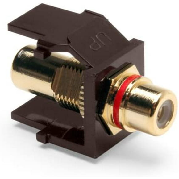 Leviton 40830-BBR QuickPort RCA, Gold-Plated Connector with Red Stripe, Brown