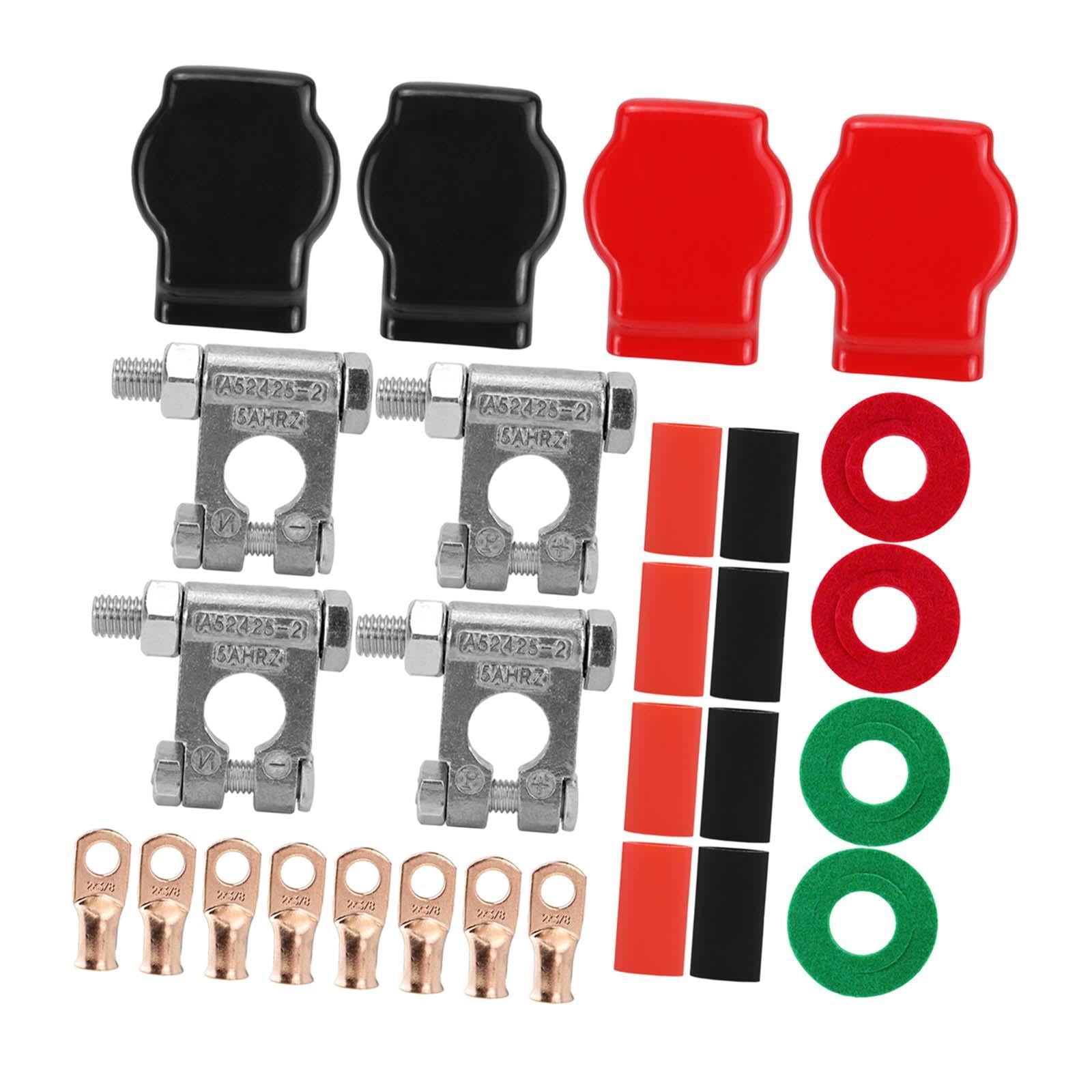 Wzmzjy Terminal Connector Kit 3/8" Copper Lugs with Cover Washers Heatshrink Heavy Duty