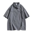 thumbnail image 3 of UVEASISHA Mens Tracksuit 2 Piece Set Half Zip Short Sleeve Shirt and Drawstring Short Pants Lounge Sets Oversized Casual Sweatsuits Outfits with Pockets Gray XL, 3 of 10