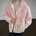 thumbnail image 6 of Mrmaere Men's Hooded Fuzzy Jacket Bunny Ear- Texture Warm Casual Outerwear for Daily & Leisure Wear Pink M, 6 of 7